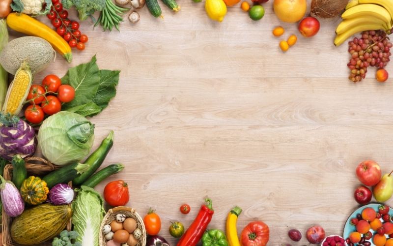 Nutritionist and gut health naturopath services with fresh vegetables & fruit on the sunshine coast hinterland wellness clinic