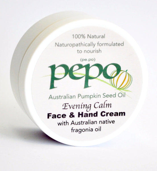 Pepo Natural Skincare Evening Calm Face and Hand Cream with Australian Pumpkin Seed Oil and Native Fragonia Oil